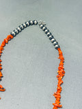 Native American Vibrant Vintage Santo Domingo Coral Sterling Silver Necklace-Nativo Arts