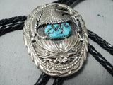 Magnificent Vintage Native American Navajo Sleeping Beauty Sterling Silver Eagle Bolo-Nativo Arts