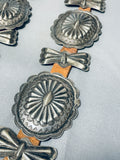 1920's/30's Vintage Native American Navajo Hand Tooled Sterling Silver Concho Belt-Nativo Arts