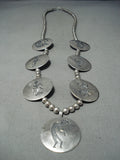 Rare Longer Vintage Native American Navajo Hand Tooled Sterling Silver Necklace-Nativo Arts