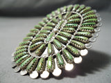 Incredible Vintage Navajo Gaspeite Needlepoint Cluster Sterling Silver Ring-Nativo Arts