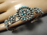 Rare Zuni Native American Vintage Sterling Silver Turquoise Bracelet Old-Nativo Arts