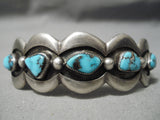 Amazing Vintage Native American Navajo Waving Sterling Silver Turquoise Bracelet Old-Nativo Arts