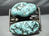 Towering Monumental Vintage Native American Navajo #8 Turquoise Sterling Silver Bracelet Old-Nativo Arts