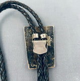 Breathtaking Vintage Native American Zuni Blue Gem Turquoise Sterling Silver Bolo Tie-Nativo Arts