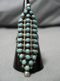 Marvelous Vintage Zuni Native American Round Turquoise Sterling Silver Ring-Nativo Arts