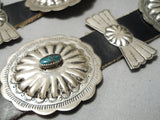 Rare Spiderweb Turquoise Vintage Native American Navajo Sterling Silver Concho Belt Old-Nativo Arts