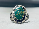 Gorgeous Vintage Native American Navajo Cerillos Turquoise Sterling Silver Ring-Nativo Arts