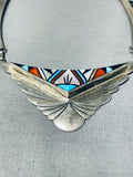 Unbelievable Vintage Native American Zuni Turquoise Mother Of Pearl Sterling Silver Necklace-Nativo Arts