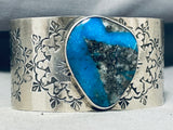 Stunning San Felipe Huge Pilot Mountain Turquoise Sterling Silver Bracelet-Nativo Arts