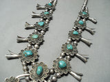 Women's Vintage Native American Navajo Royston Turquoise Sterling Silver Squash Blossom Necklace-Nativo Arts
