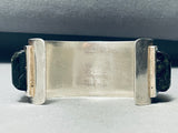 Opulent Vintage Native American Navajo Turquoise Inlay Sterling Silver Bracelet Old-Nativo Arts