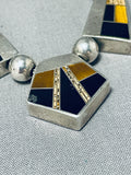 The Best Vintage Native American Navajo Tigers Eye Sterling Silver Inlay Necklace-Nativo Arts