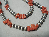 Wrap Around Navajo Coral Sterling Silver Necklace Native American-Nativo Arts