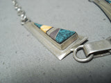 Stunning Vintage Native American Navajo Turquoise Sterling Silver Necklace Old-Nativo Arts