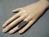 Amazing Vintage Native American Zuni Blue Gem Turquoise Sterling Silver Ring Old-Nativo Arts
