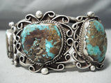 Museum Vintage Native American Navajo Old Morenci Turquoise Sterling Silver Bracelet Old-Nativo Arts