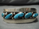 Important Vintage Native American Navajo Tom Moore Turquoise Sterling Silver Bracelet-Nativo Arts