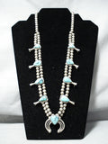 Rare Turquoise Vintage Native American Navajo Sterling Silver Squash Blossom Necklace-Nativo Arts