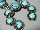 Women's Vintage Native American Navajo Morenci Turquoise Sterling Silver Squash Blossom Necklace-Nativo Arts