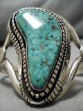 Striking Vintage Native American Navajo Apache Turquoise Sterling Silver Bracelet Old-Nativo Arts