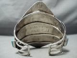 Ted Joe Massive Vintage Native American Navajo Turquoise Sterling Silver Leaf Bracelet-Nativo Arts
