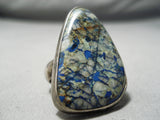 Spectacular Vintage Native American Navajo Spiderweb Turquoise Sterling Silver Ring Old-Nativo Arts