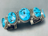 Amazing Vintage Native American Navajo 7 Sleeping Beauty Turquoise Sterling Silver Bracelet-Nativo Arts