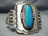 Beautiful Vintage Native American Navajo Blue Gem Turquoise Sterling Silver Bracelet-Nativo Arts