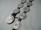 Hand Wrought Sterling Silver Vintage Native American Navajo Signed Concho Belt Old-Nativo Arts