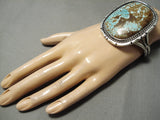 One Of The Biggest Vintage Native American Navajo #8 Turquoise Sterling Silver Brcelet Old-Nativo Arts