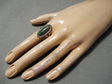 Early Vintage Native American Navajo Cerrillos Turquoise Sterling Silver Ring Old-Nativo Arts
