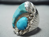 Amazing Signed Native American Navajo Turquoise Sterling Silver Ring-Nativo Arts