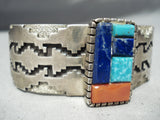 Museum Vintage Native American Navajo Protruding Inlay Sterling Silver Turquoise Bracelet-Nativo Arts
