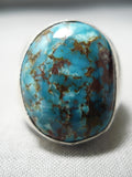 Astounding Vintage Native American Navajo Red Mountain Turquoise Sterling Silver Ring Old-Nativo Arts