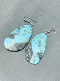 Native American Fabulous Santo Domingo Old Kingman Turquoise Sterling Silver Earrings-Nativo Arts