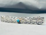 Stunning Native American Navajo Blue Gem Turquoise Sterling Silver Hair Barrette-Nativo Arts