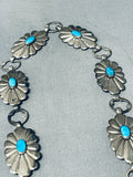 Rare Longer Vintage Native American Navajo Concho Sterling Silver Turquoise Necklace-Nativo Arts