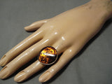 Quality Joe Begay Vintage Native American Navajo Amber Ancient Tree Sap Sterling Silver Ring-Nativo Arts