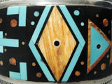 One Of The Best Vintage Native American Navajo Turquoise Inlay Sterling Silver Bracelet-Nativo Arts