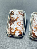 Unique Tom Jackson Vintage Native American Navajo Wild Horse Sterling Silver Earrings-Nativo Arts