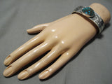Breathtaking Vintage Native American Navajo Pilot Mountain Turquoise Sterling Silver Bracelet-Nativo Arts