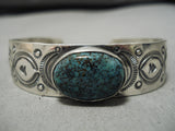 Important Native American Navajo Jeanette Dale Battle Mntn Turquoise Sterling Silver Bracelet-Nativo Arts