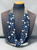 Native American Important Rye Whitegoat Lapis Freshwater Pearl Heishi Necklace-Nativo Arts