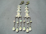 Exquisite Native American Zuni Synthetic Opal Sterling Silver Chandelier Earrings-Nativo Arts