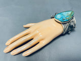 200 Grams Powerful Grizzly Native American Navajo Turquoise Sterling Silver Bracelet-Nativo Arts