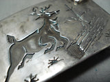 Authentic Preson Monongye Vintage Native American Hopi Bisbee Turquoise Sterling Silver Buckle-Nativo Arts
