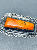 One Of The Most Unique Vintage Native American Navajo Spiny Oyster Shell Sterling Silver Pin-Nativo Arts