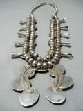 Women's Vintage Native American Navajo Pearl Sterling Silver Squash Blossom Necklace-Nativo Arts