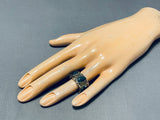 Native American Lander Blue Turquoise Vintage 14k Gold Richard Tsosie Inlay Turquoise Ring-Nativo Arts